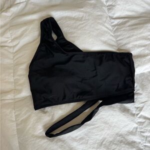 Black Asymmetrical swim top